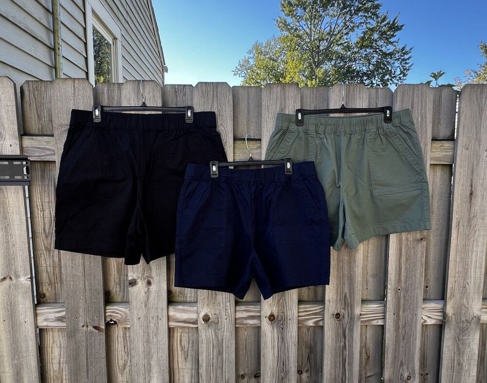 Croft & Barrow Women’s Pull On Cotton Shorts (lot of 3) XXL Navy, Green, Black